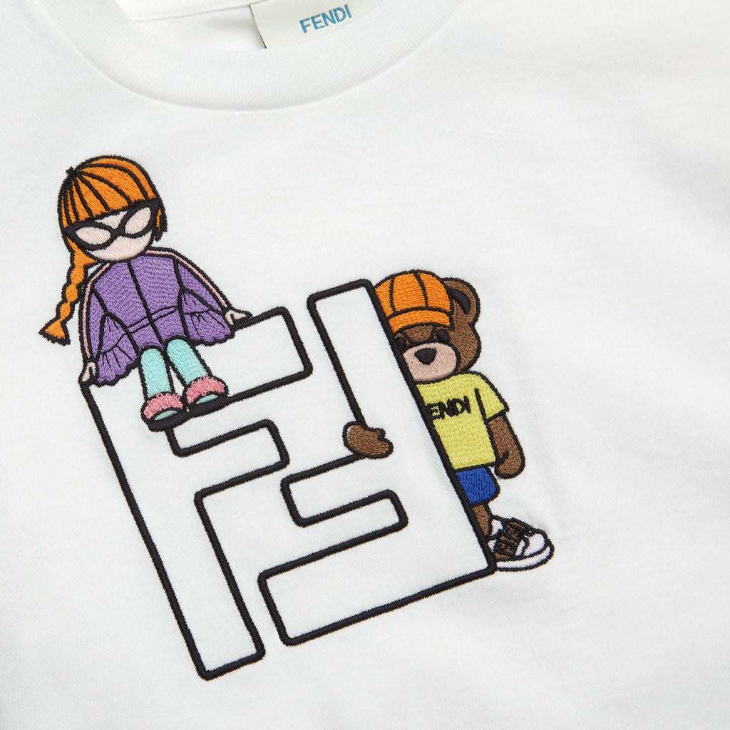 Kaos Pendek FENDI dengan Motif Gambar/Cetak, Cocok untuk Pria dan WanitaF-32