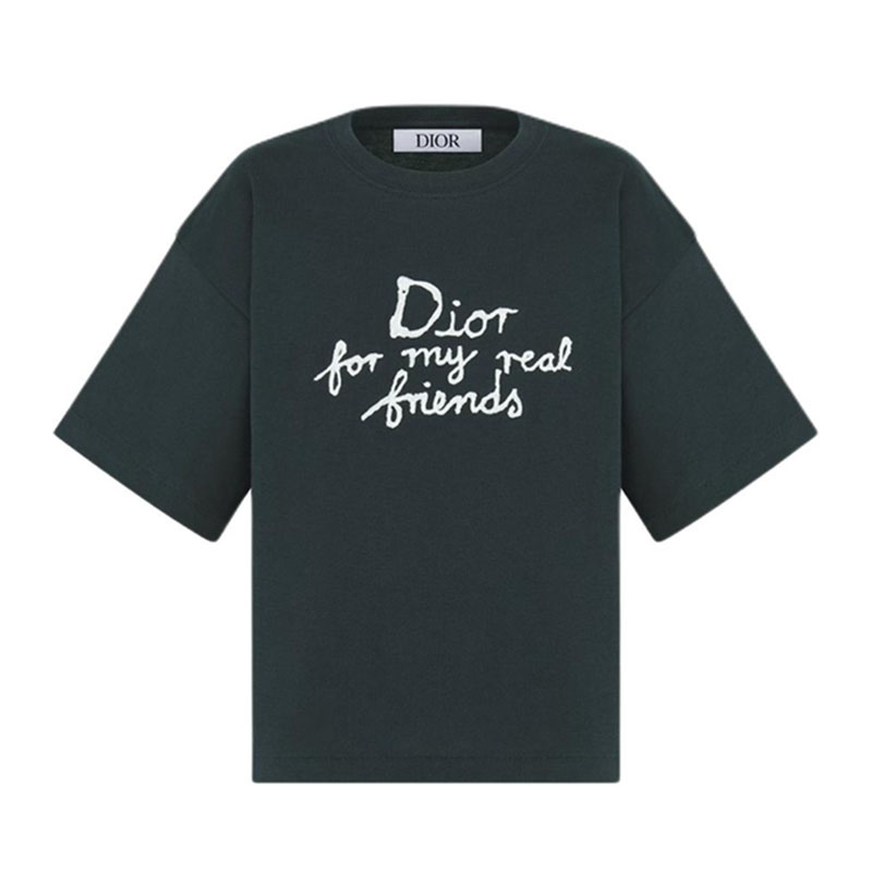 Kaos Pendek DIOR dengan Motif Gambar/Cetak, Cocok untuk Pria dan Wanita  -D-17