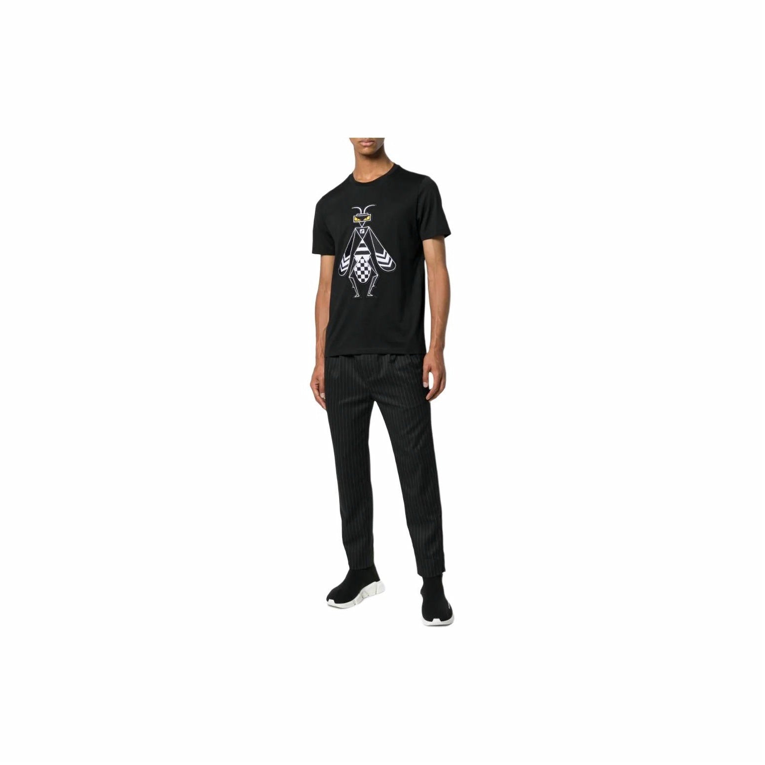 Kaos Pendek FENDI dengan Motif Gambar/Cetak, Cocok untuk Pria dan WanitaF-48